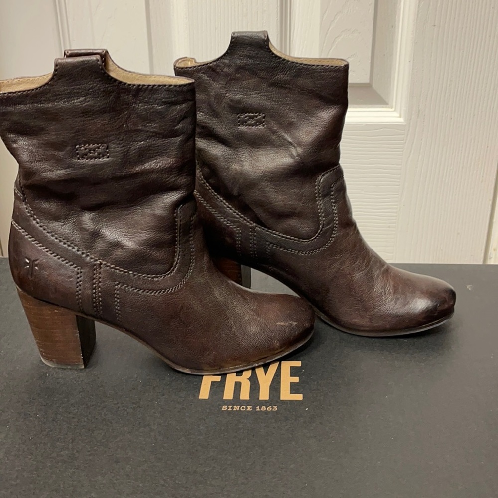 Frye brown leather booties